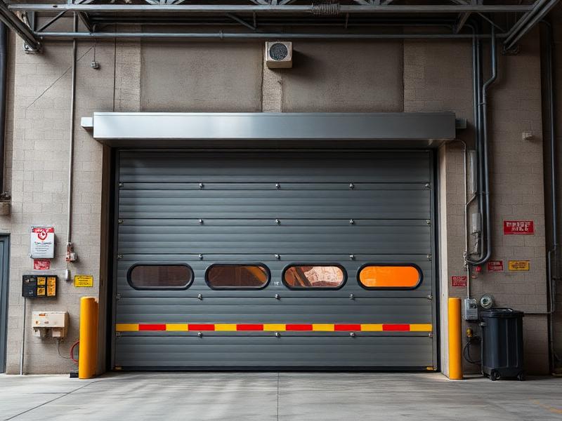 Fire-rated commercial garage door with safety features